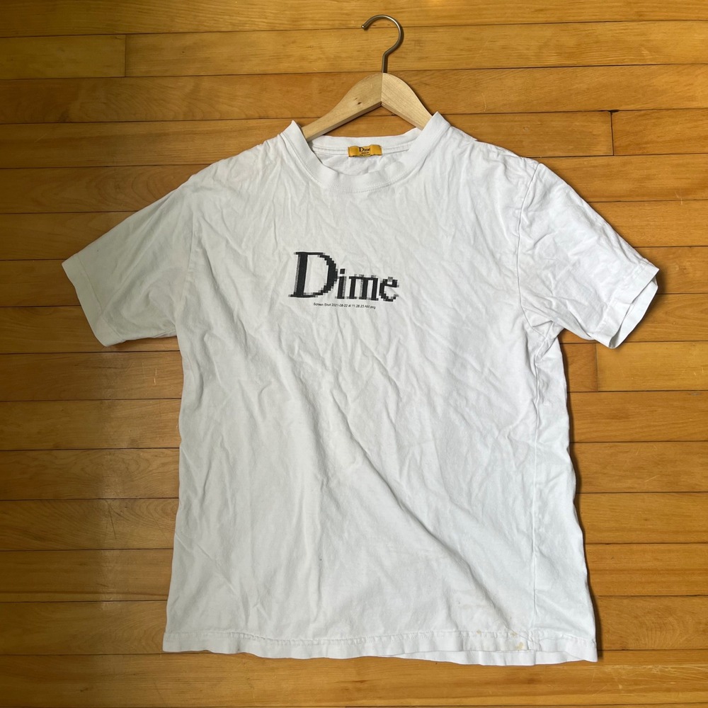 Dime MTL Screenshot Pixel Logo Graphic T-Shirt White Mens Medium Made in Canada